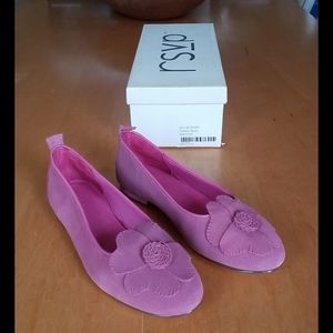 RSVP fuchsia suede flats
